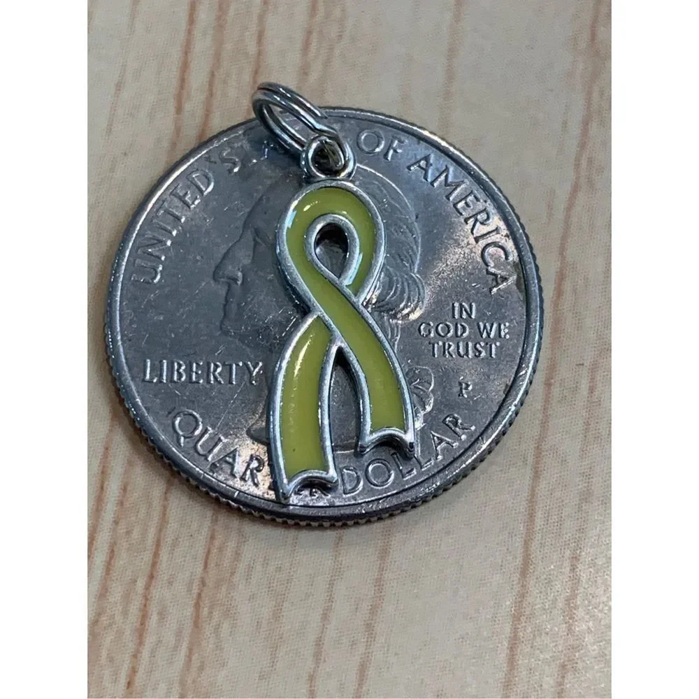 Yellow Ribbon Sterling Silver Jewelry Charm
